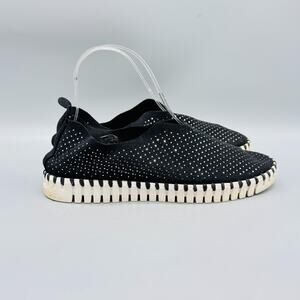 Ilse Jacobsen Shoes Womens 6 Black Tulip Slip On Perforated Sneakers Casual